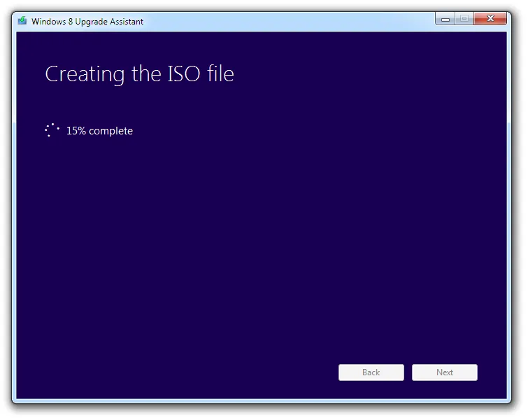 Windows 8 Create ISO progress