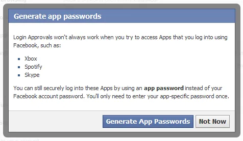 Generate app passwords